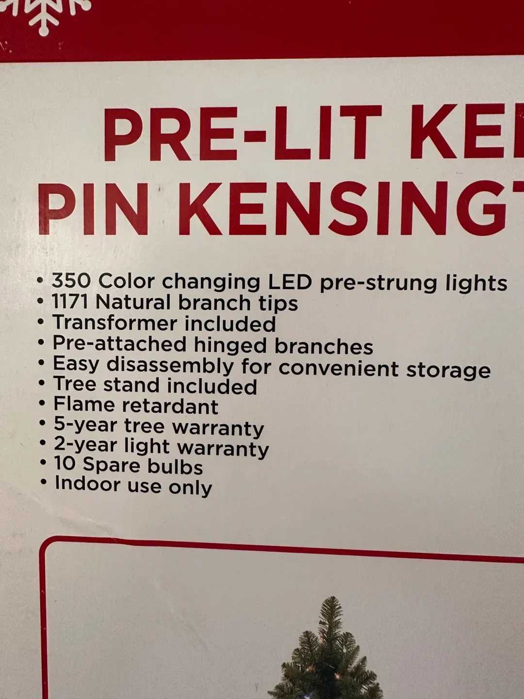 Pre-Lit Kensington Pine Christmas Tree - 7.5 ft image indicator(4)