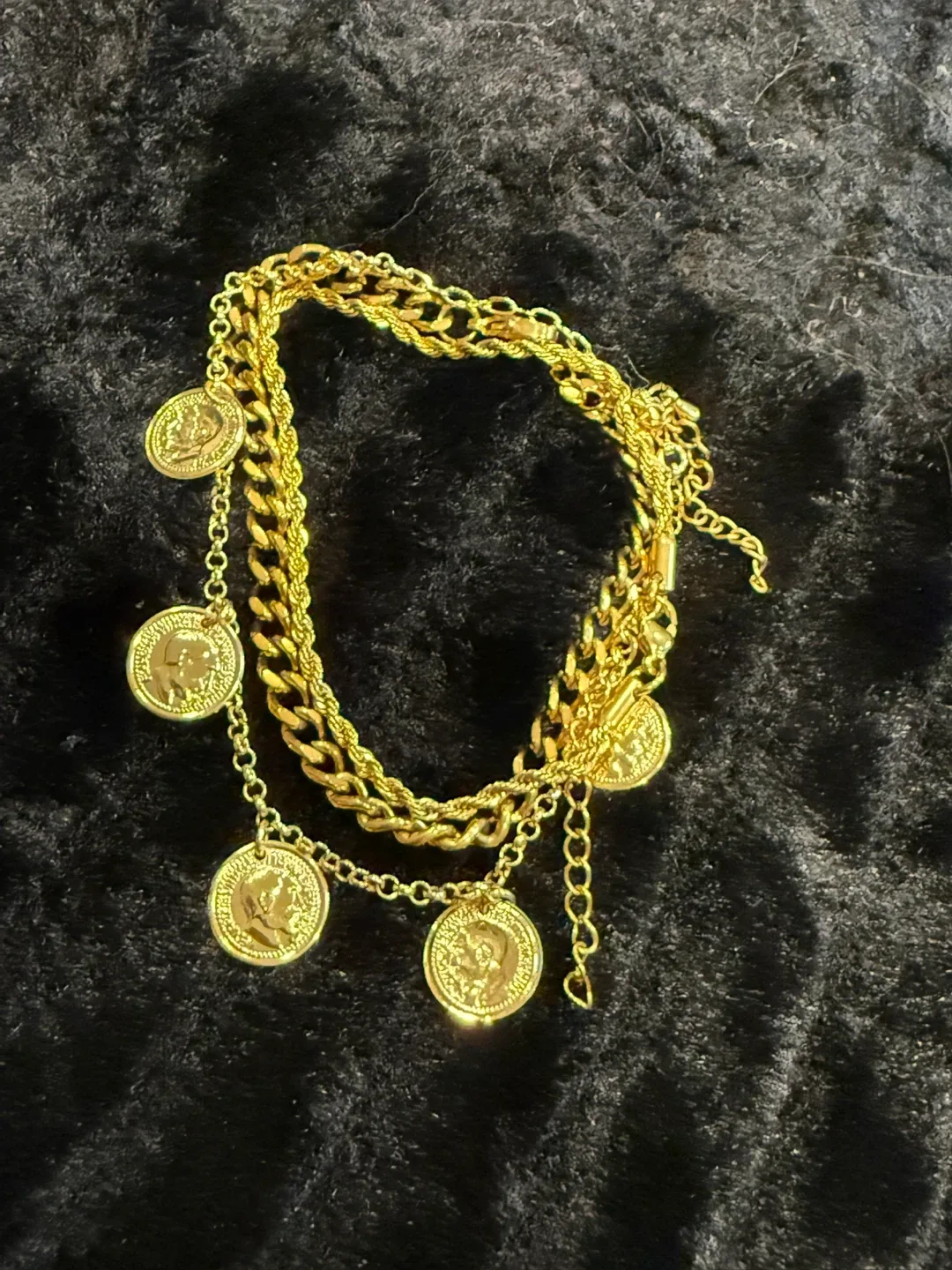Gold Tone Coin and Chain bracelets set of 3 image indicator(3)