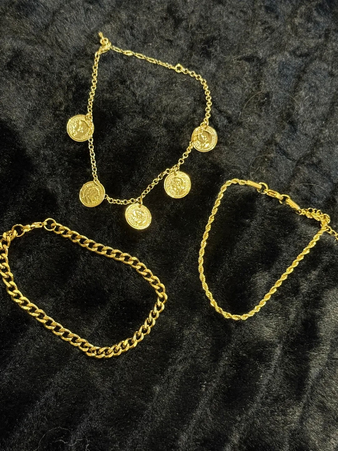 Gold Tone Coin and Chain bracelets set of 3 image indicator(2)