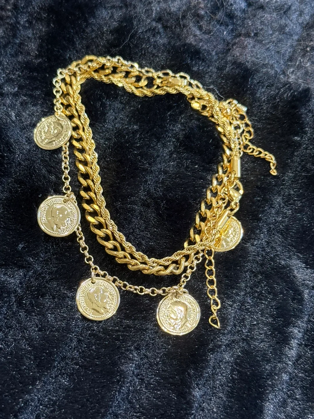 Gold Tone Coin and Chain bracelets set of 3 image indicator(4)