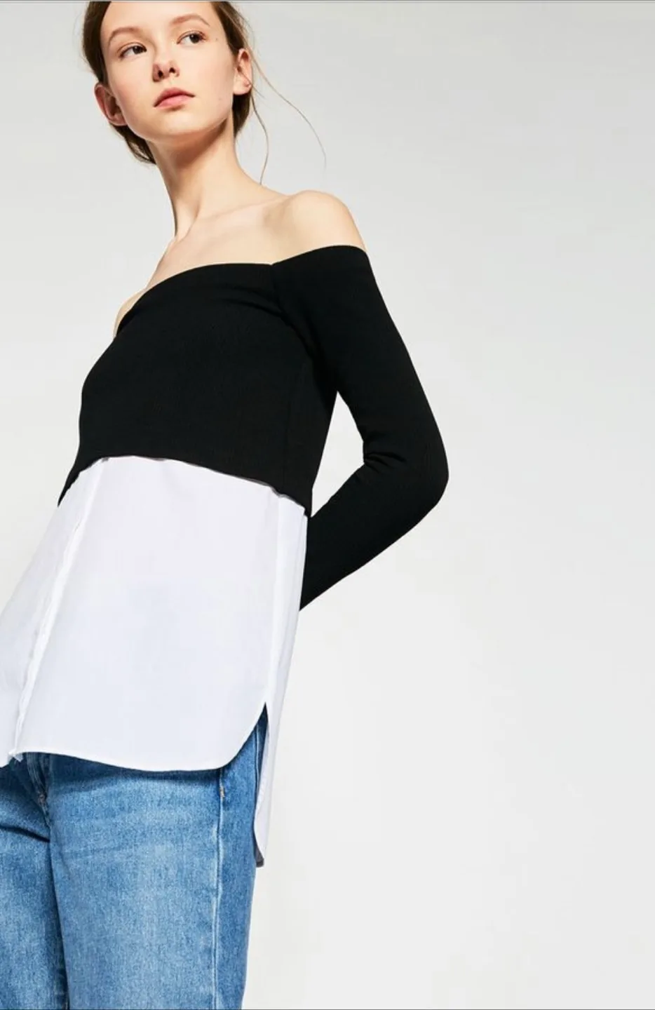 Zara Black & White Layered Top
