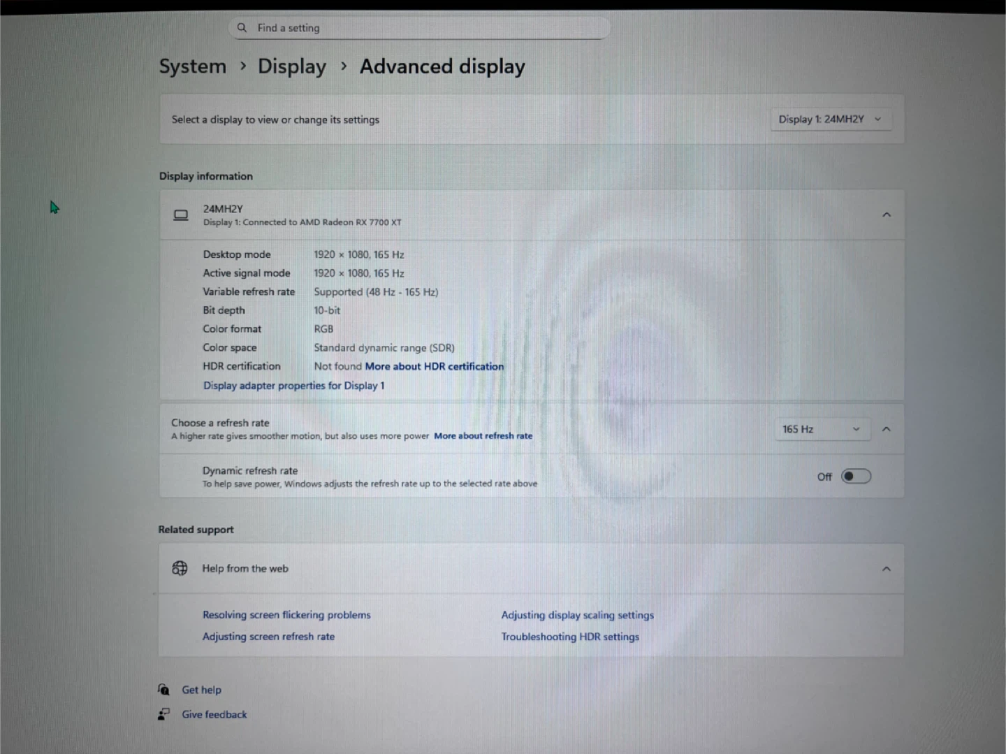 24’ IPS Full HD 1080p 165hz gaming monitor