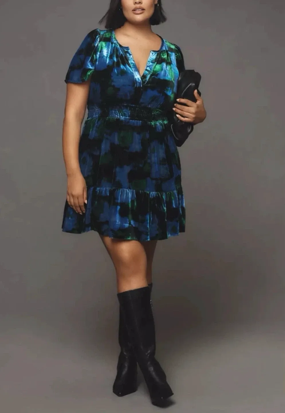 Anthropologie Somerset Mini Dress Velvet Blue Pockets BNWT ~ XS