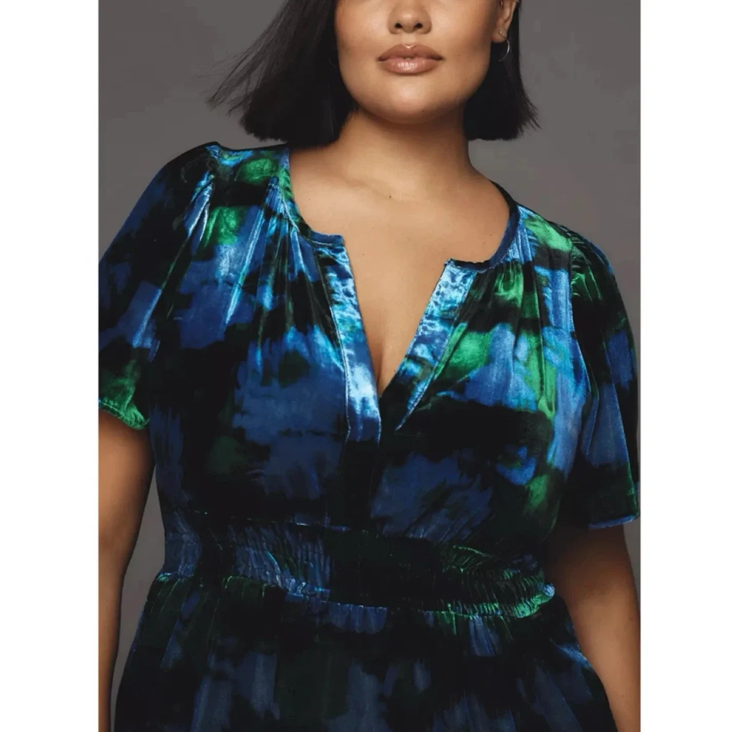 Anthropologie Somerset Mini Dress Velvet Blue Pockets BNWT ~ XS image indicator(5)