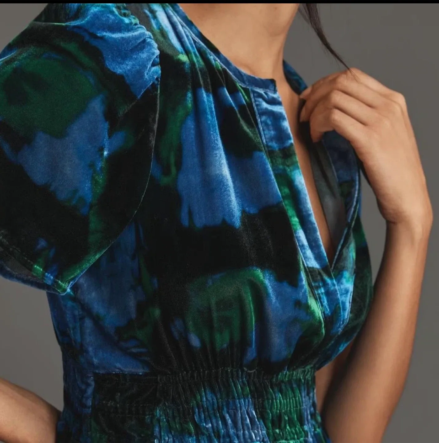 Anthropologie Somerset Mini Dress Velvet Blue Pockets BNWT ~ XS image indicator(6)