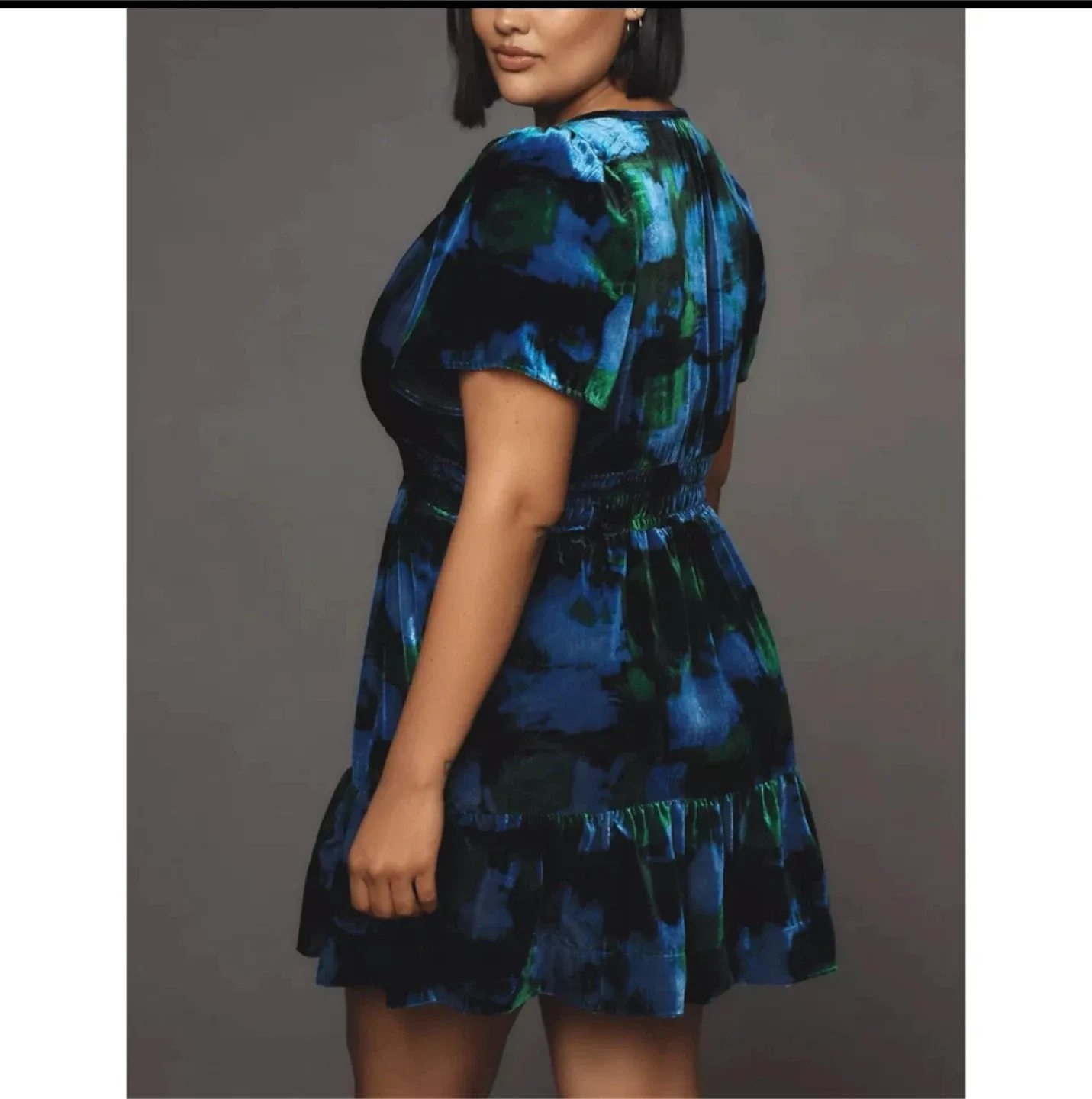 Anthropologie Somerset Mini Dress Velvet Blue Pockets BNWT ~ XS image indicator(4)