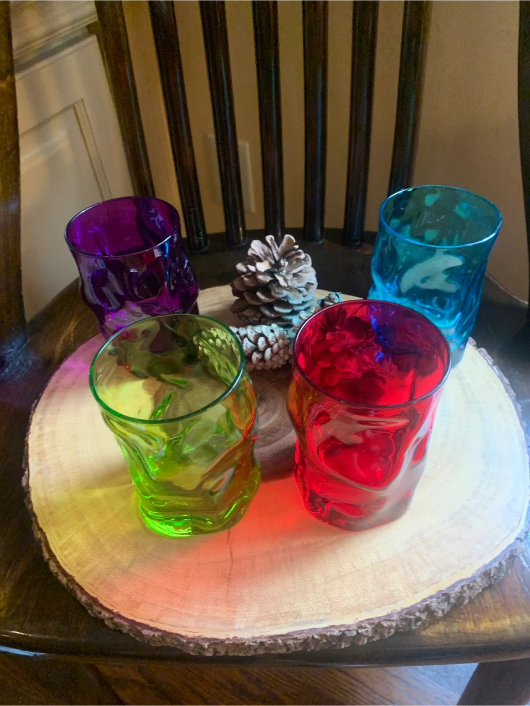 Set of 4 Unique Coloured Drinking Glasses
