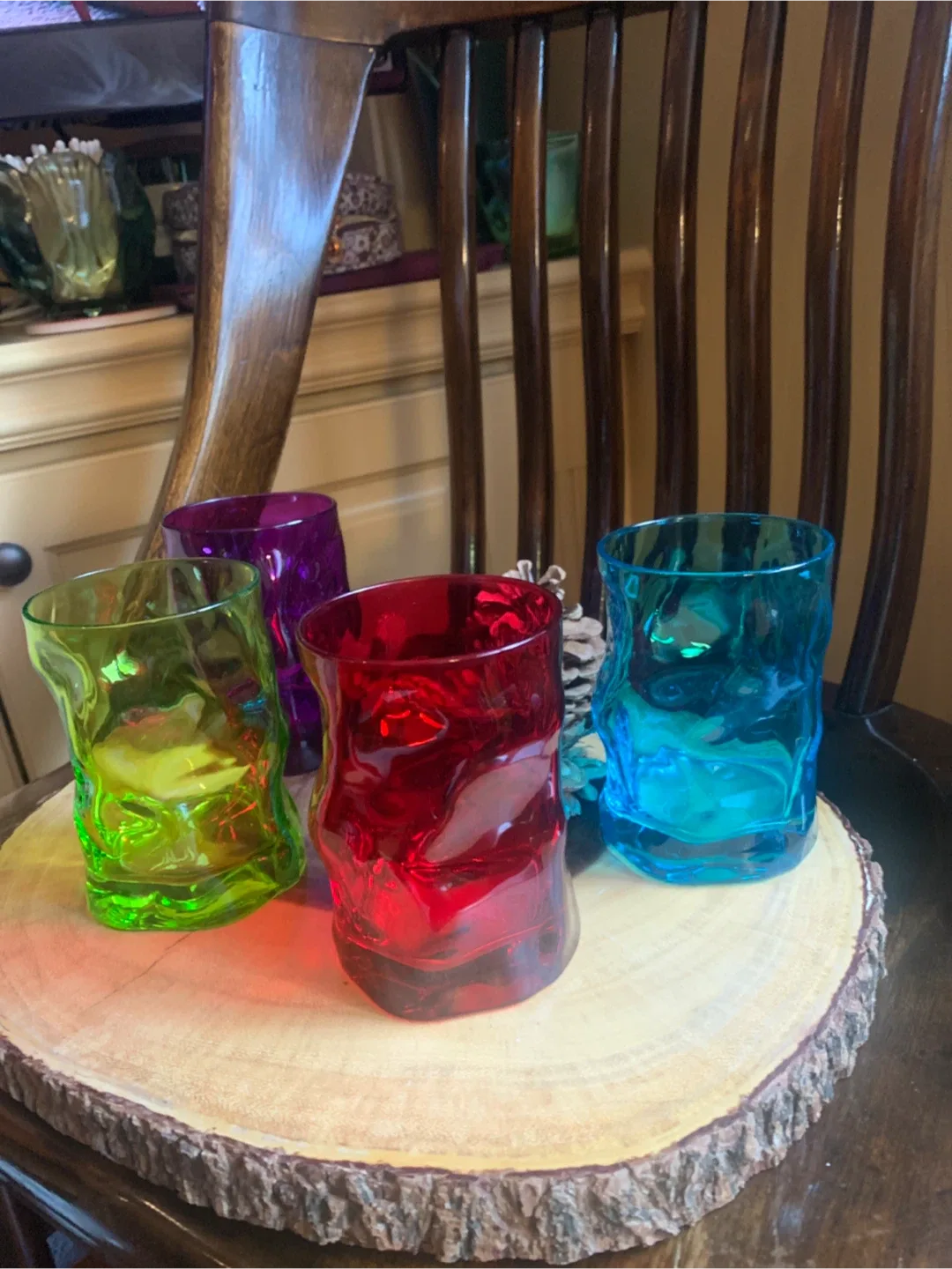 Set of 4 Unique Coloured Drinking Glasses image indicator(10)
