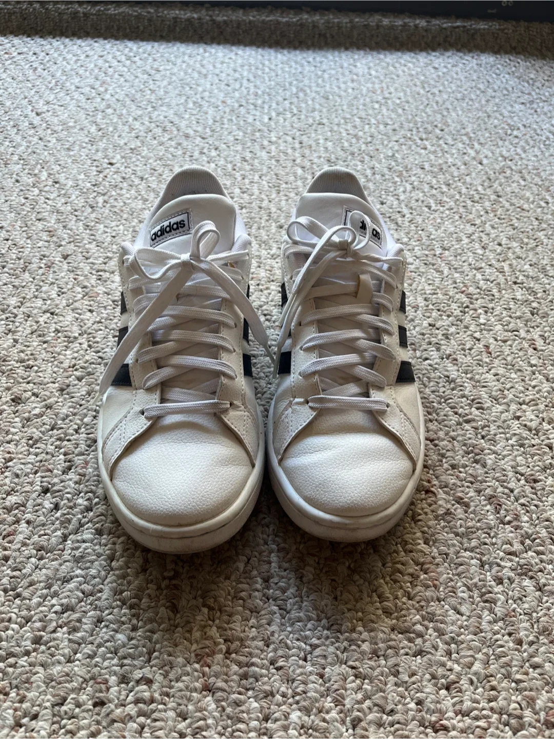 Adidas Grand Court Sneakers - White with Black Stripes