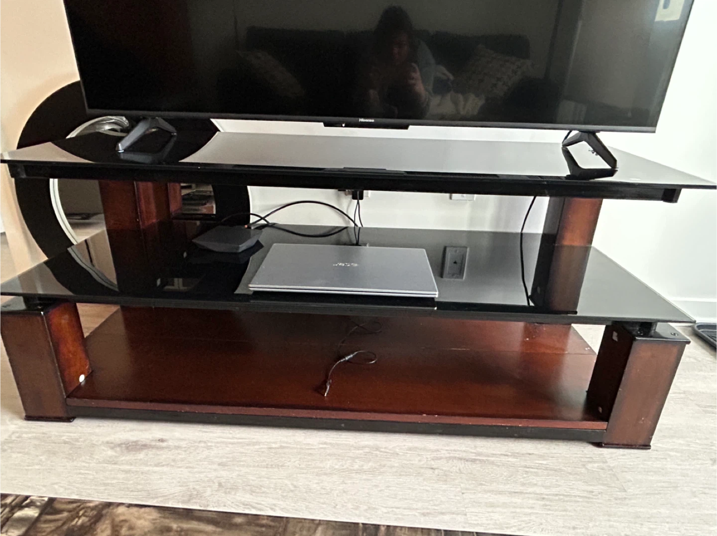 Black & Brown Glass TV Stand