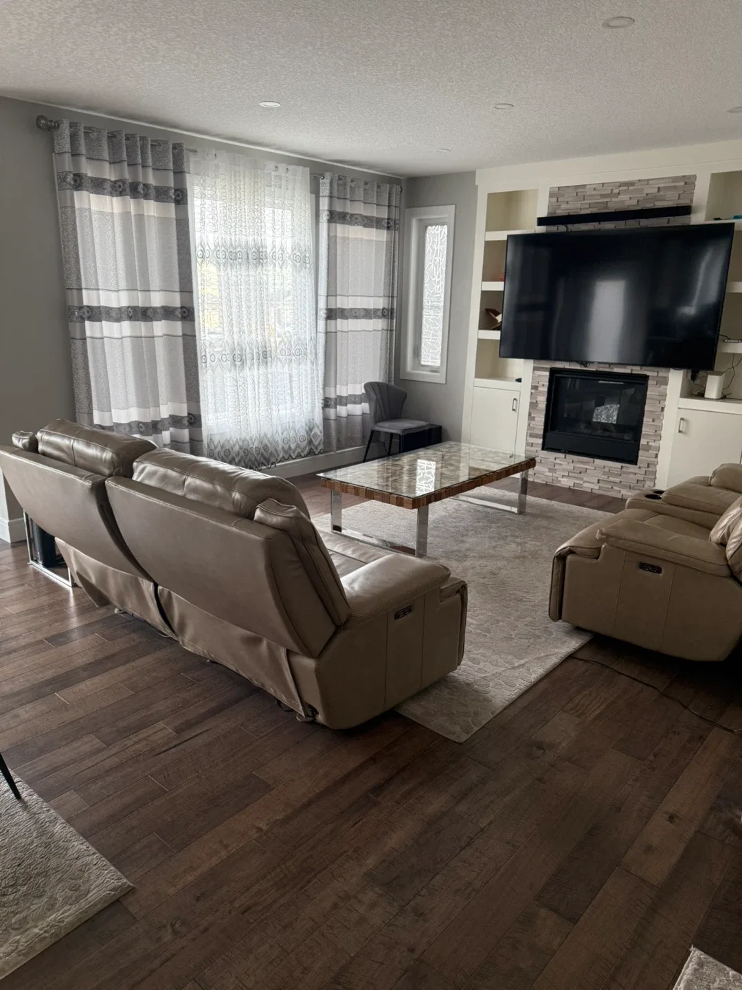 Beige Leather Power Reclining Sofa image indicator(3)