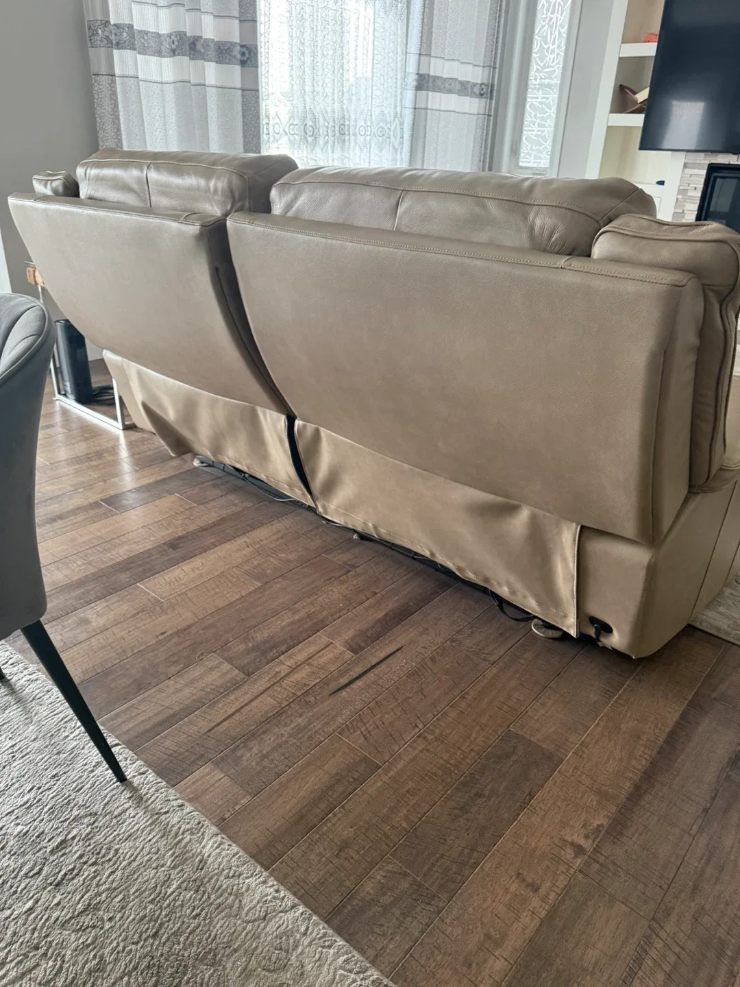 Beige Leather Power Reclining Sofa image indicator(2)