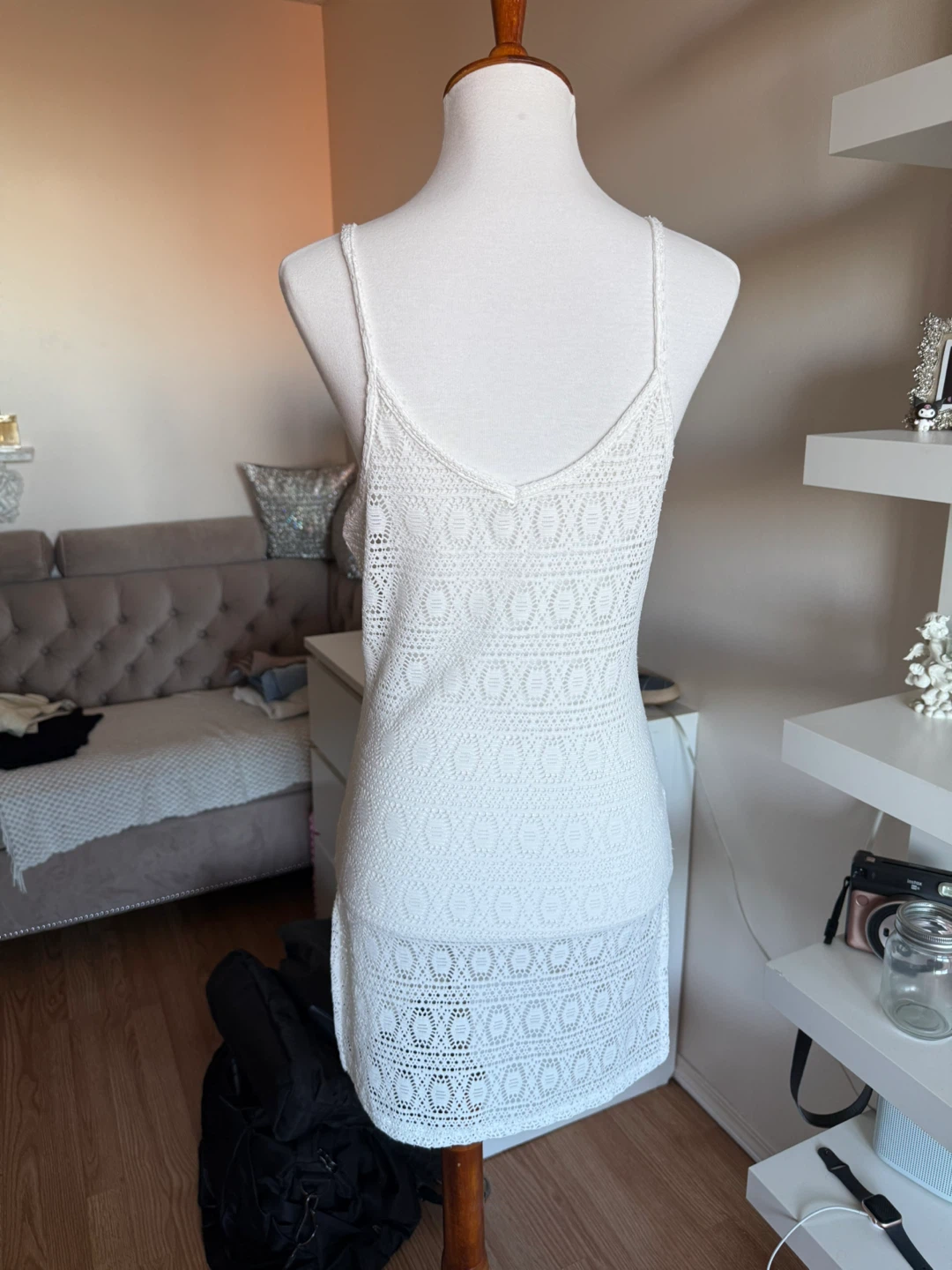 White Crochet Mini Dress - photo 2
