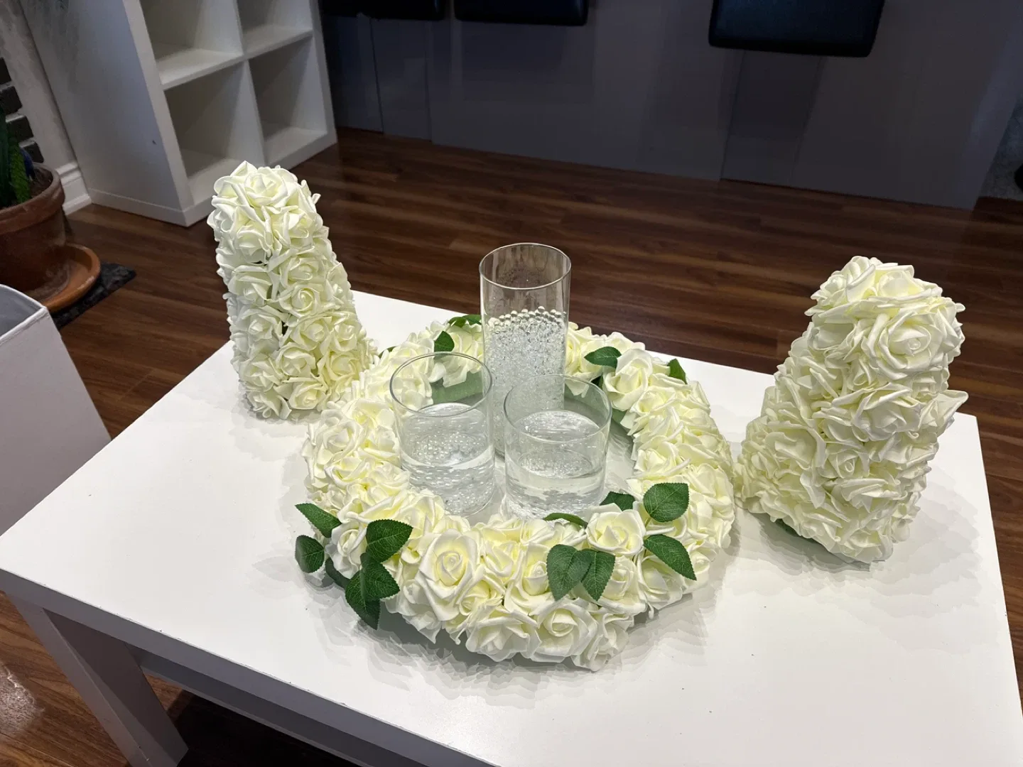 Floral Centerpiece with Vase and Candle Holders