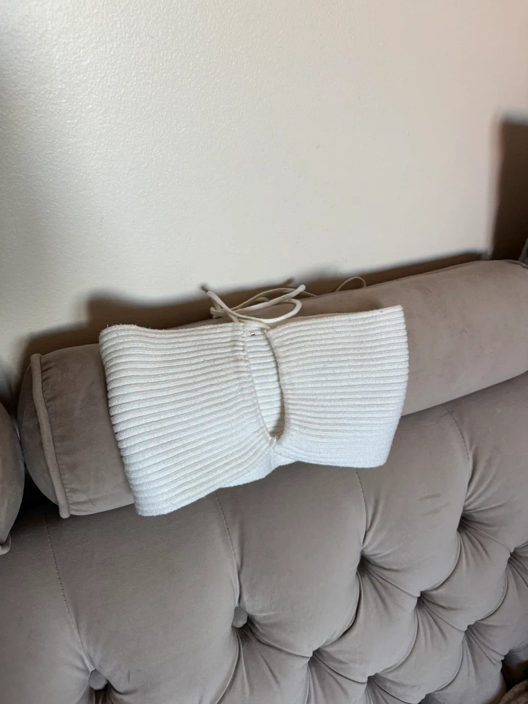 White Knit Tie-Front Crop Top