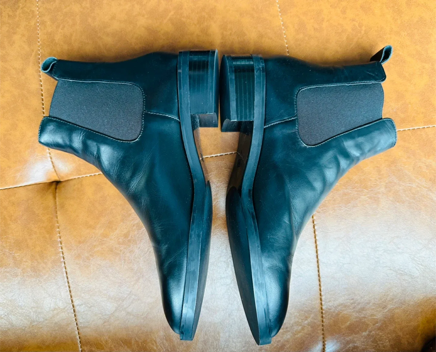 Zara Black LEATHER Ankle Boots, Size 8 - $40