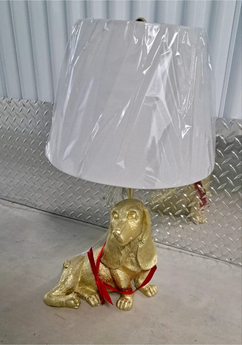 Gold Dachshund Dog Table Lamp