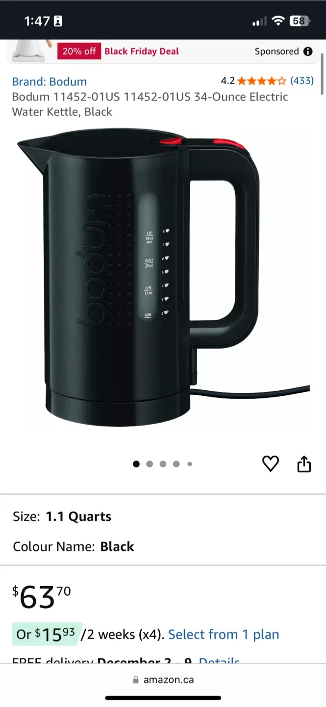 NEW awesome Bodum Bistro Electric Kettle image indicator(4)
