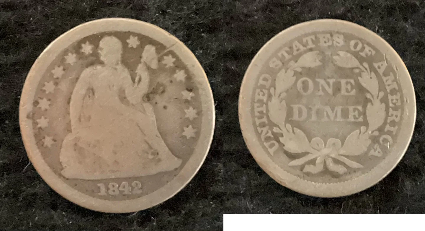 1842 Seated Liberty Dime