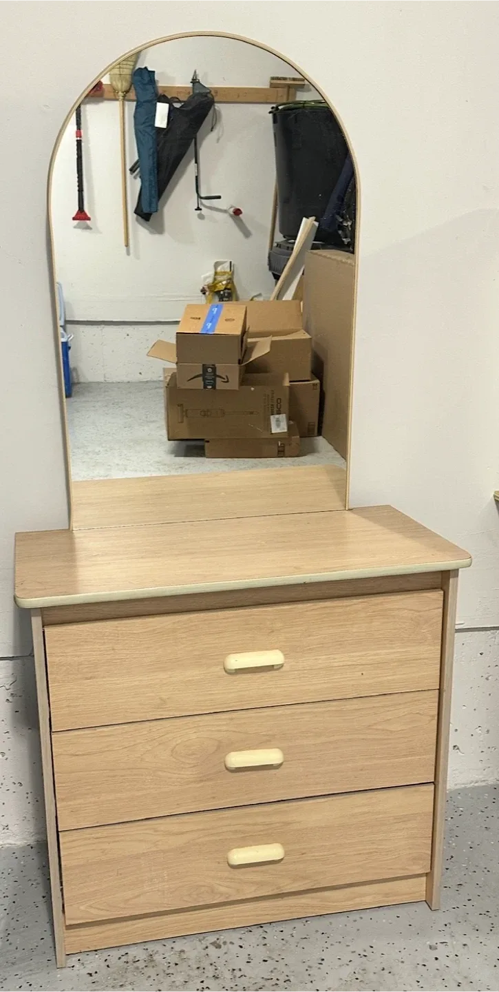 Dresser with Mirror - Light Wood