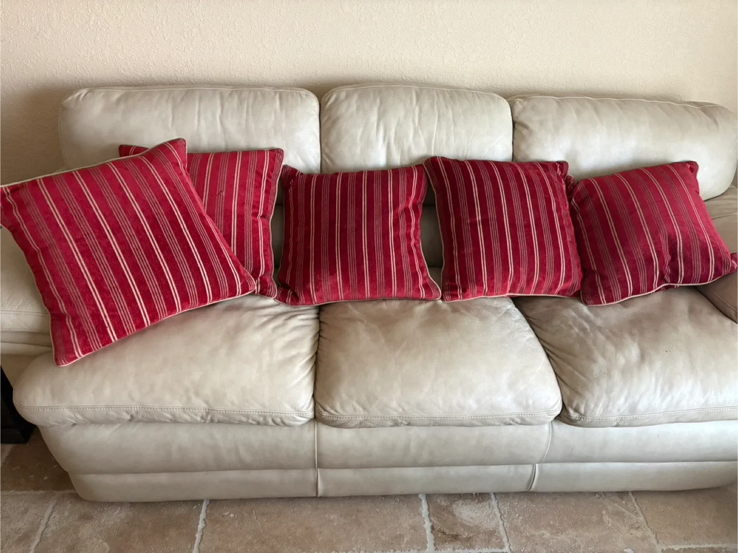 Red Striped Throw Pillows (Set of 5)