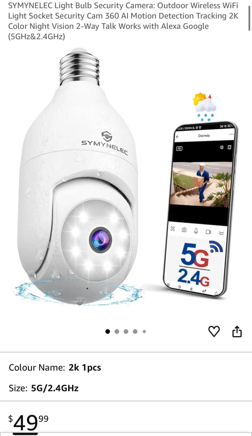 New SYMYNELEC Light Bulb Security Camera