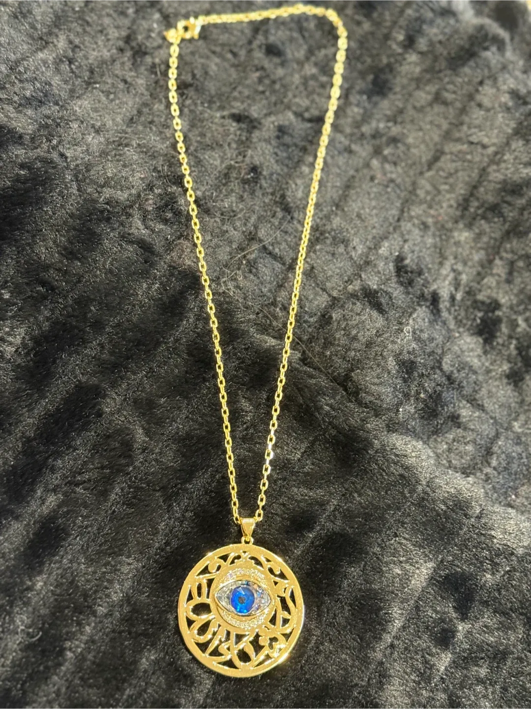 Gold Plated Evil Eye Pendant Necklace