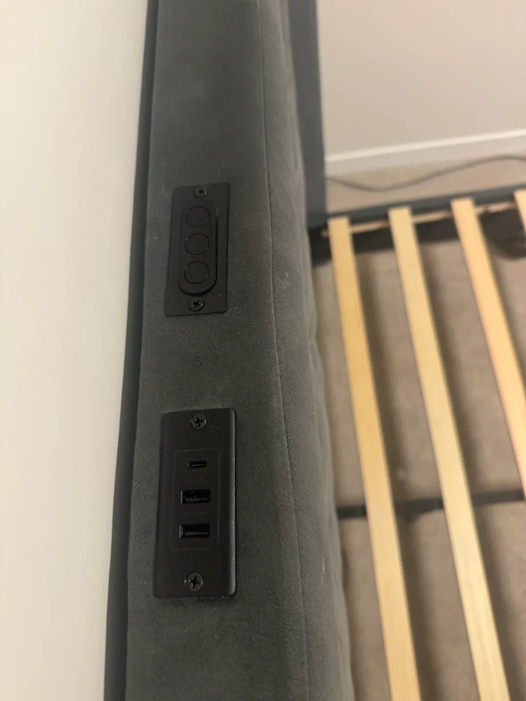 Bed Frame with LED Lights and USB Ports image indicator(3)