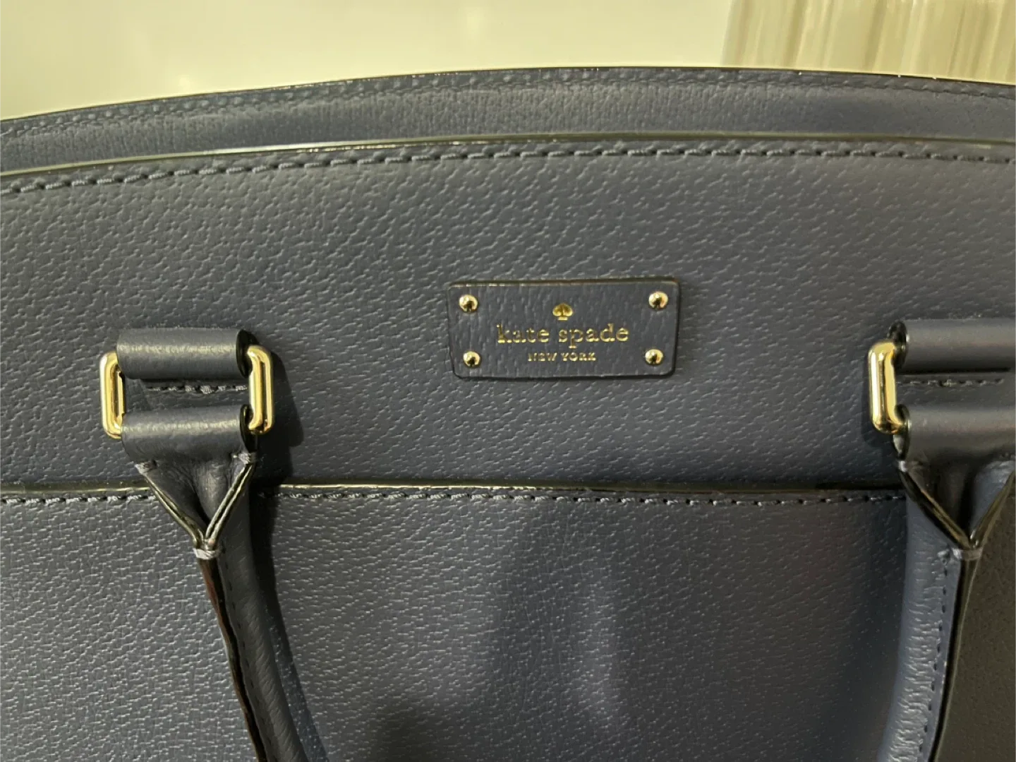 Kate Spade Navy Blue Leather Tote Bag image indicator(5)