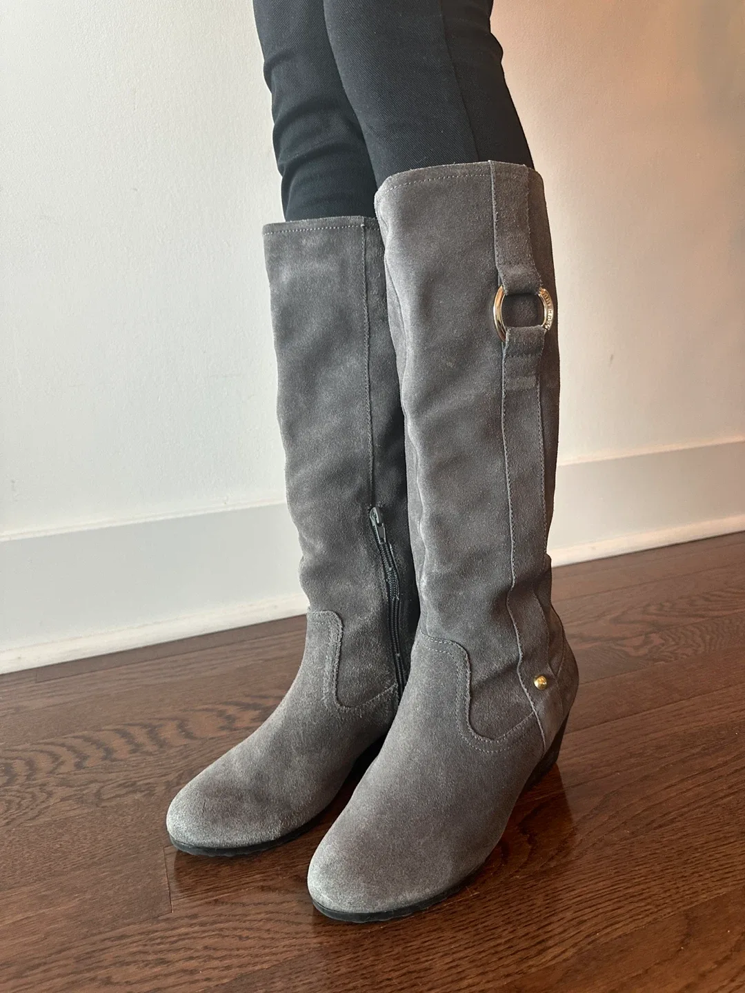 Gray Suede High Boots - Size 6.5 image indicator(2)