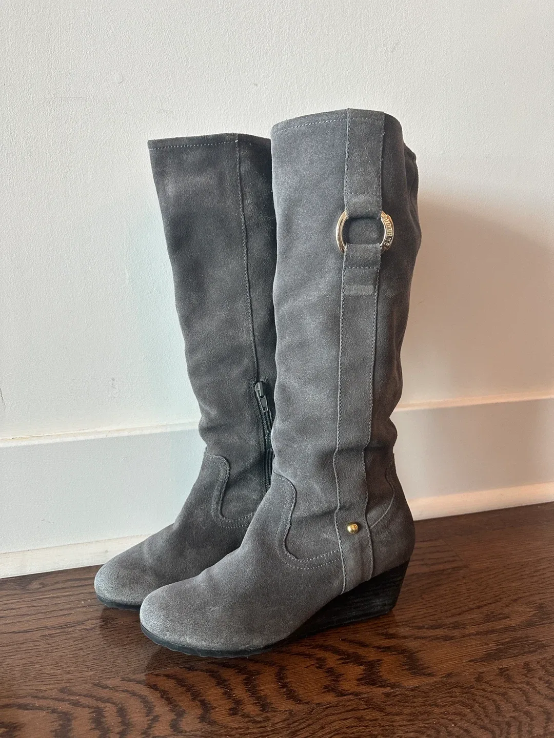 Gray Suede High Boots - Size 6.5