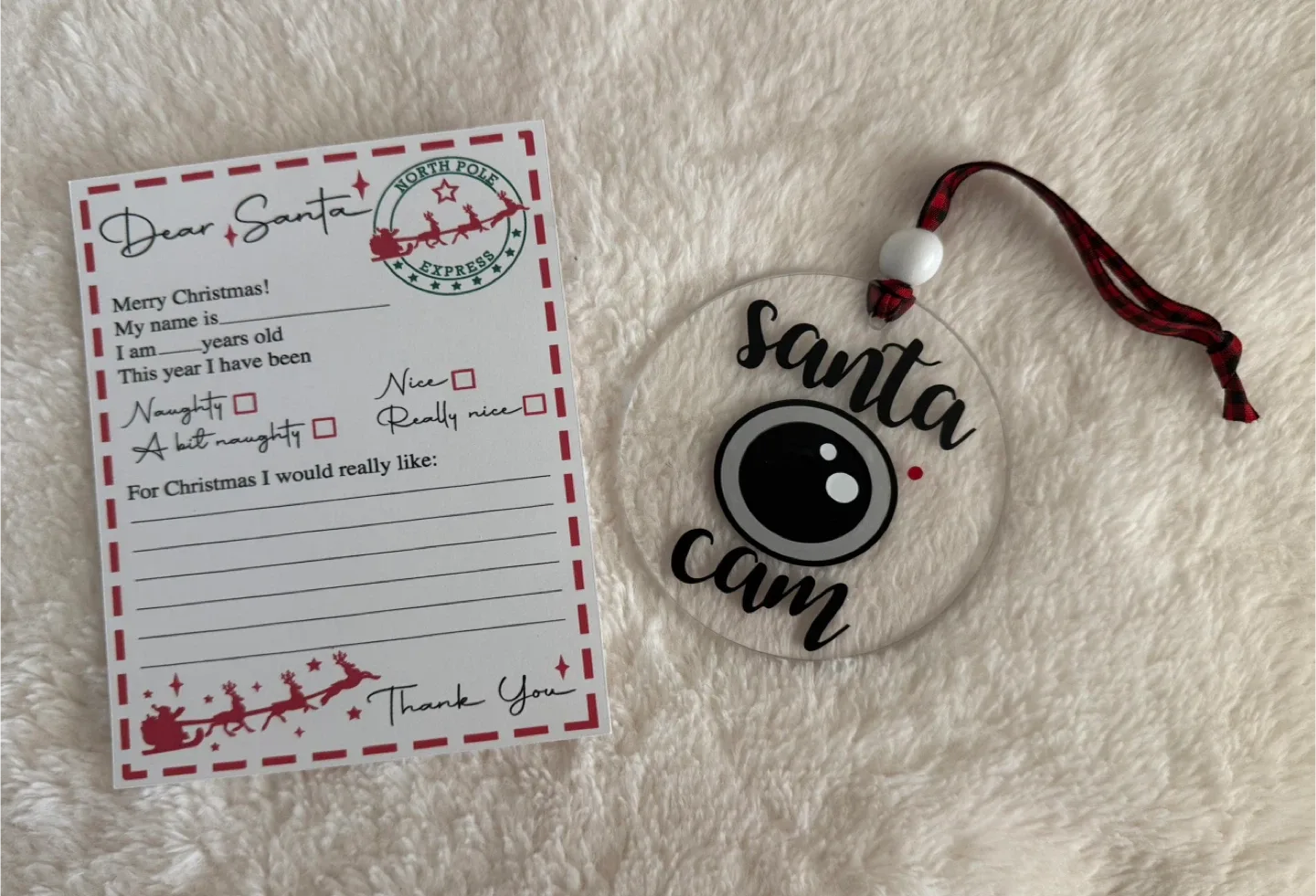 Santa Cam Ornament & Dear Santa Letter
