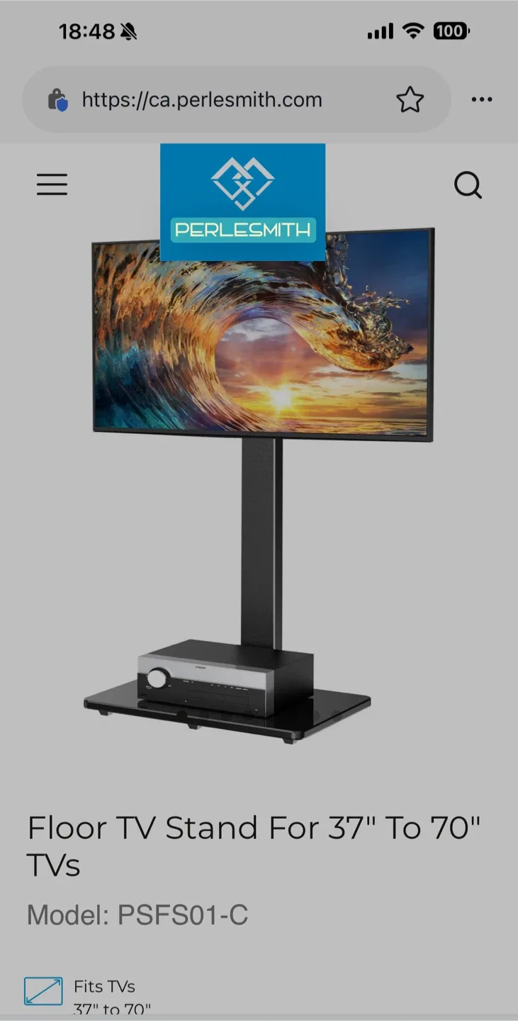 PERLESMITH Floor TV Stand for 37"-70" TVs image indicator(6)