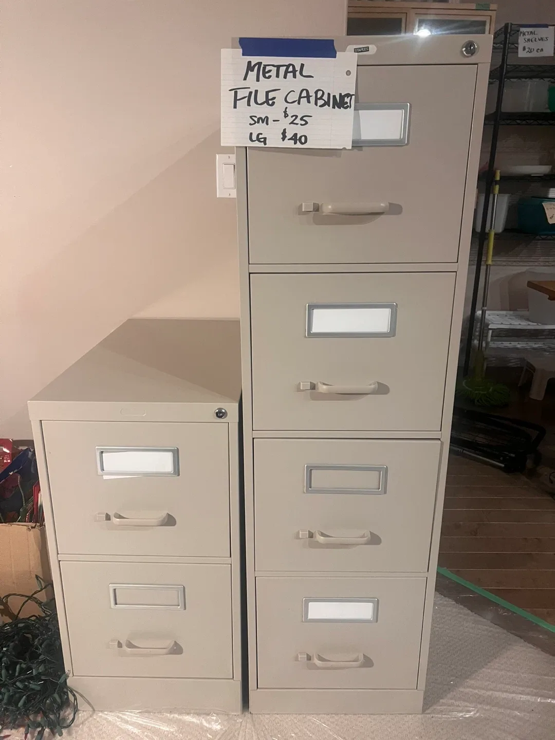 2 Beige Legal File drawers - Metal $25 and $40