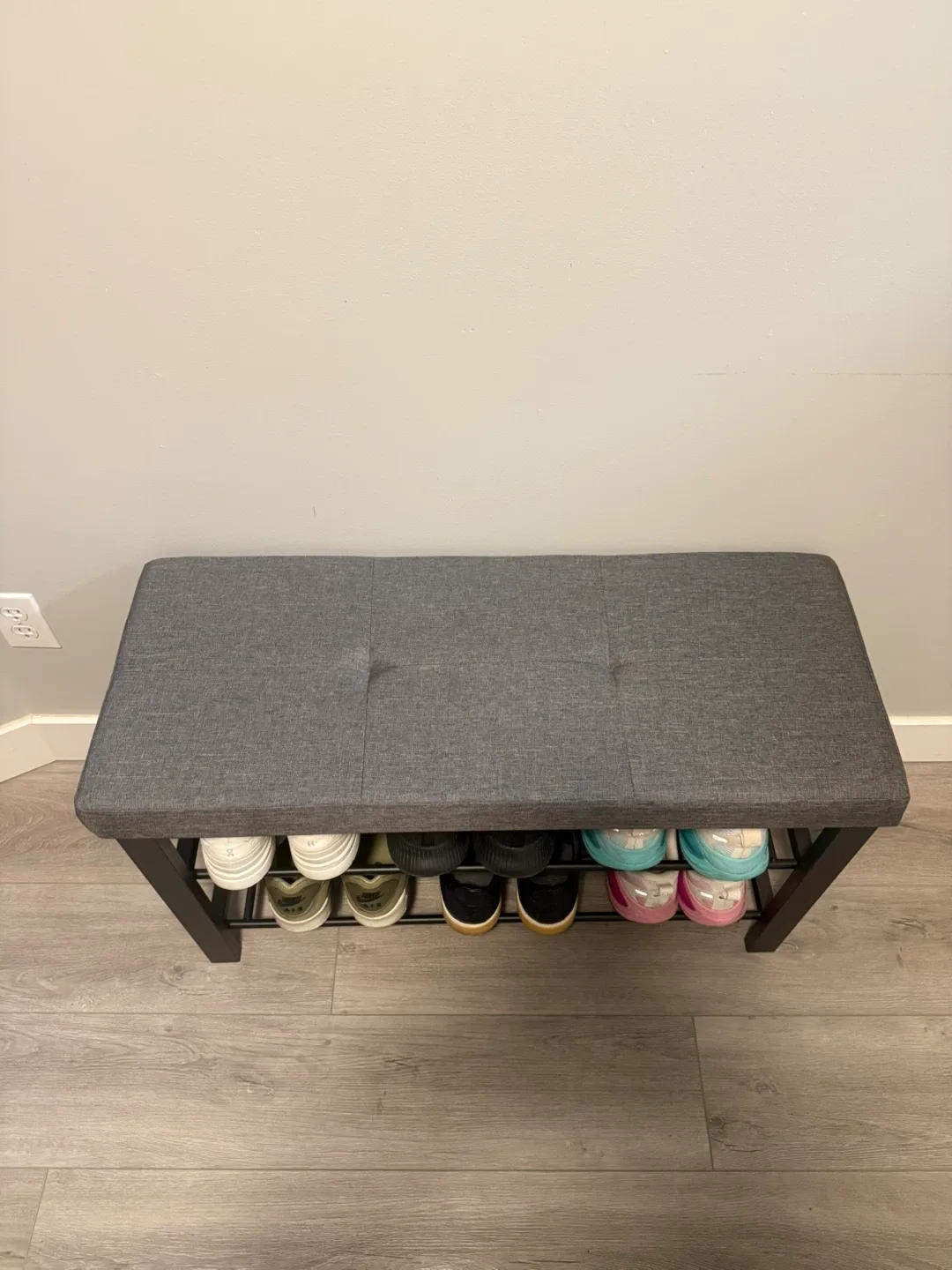 Upholstered Shoe Rack Bench - Grey image indicator(3)