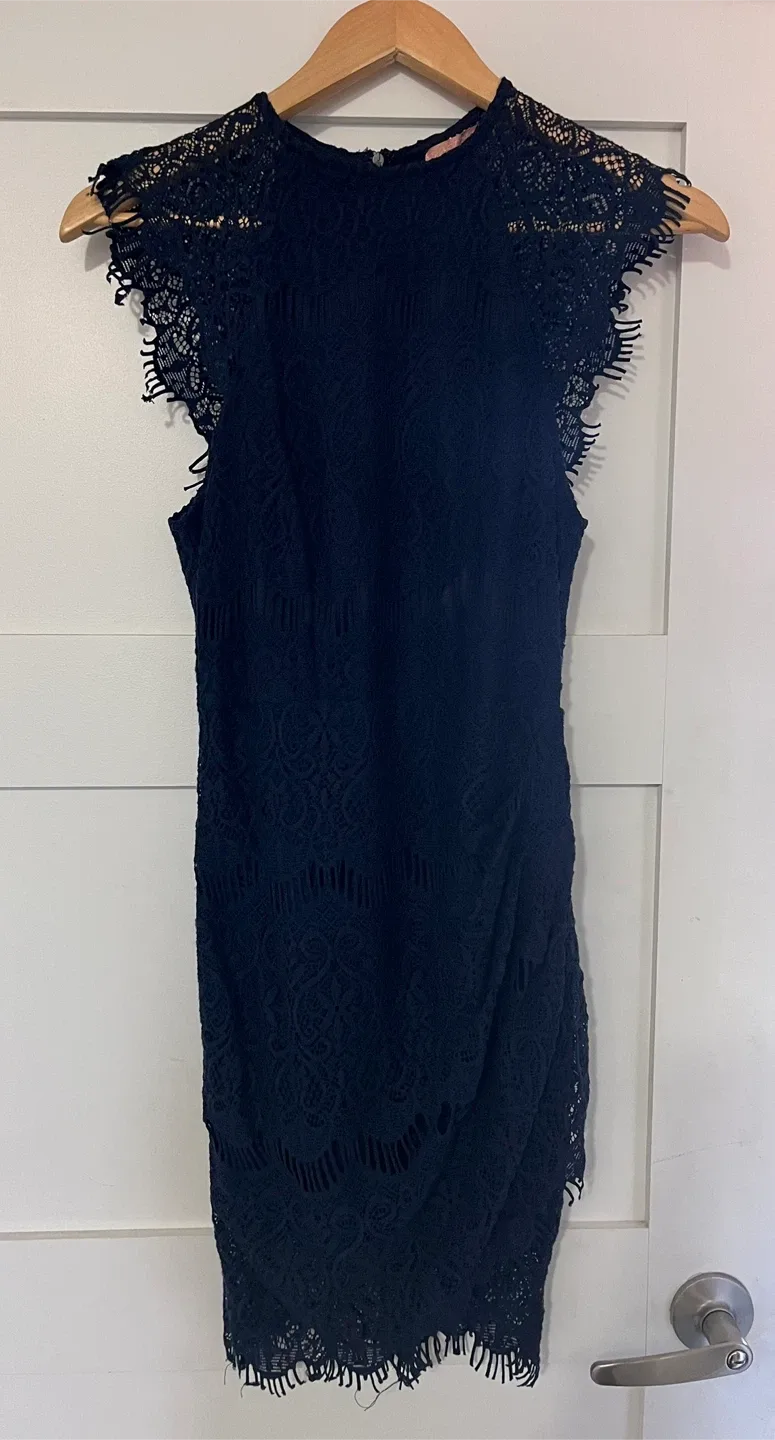 Youth Girls Paradisco Navy Lace Dress - Size 10