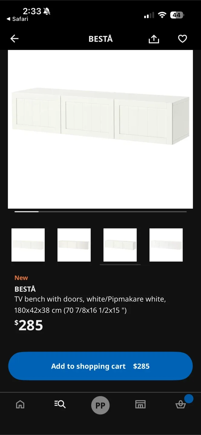 IKEA BESTA TV Bench with Doors - White