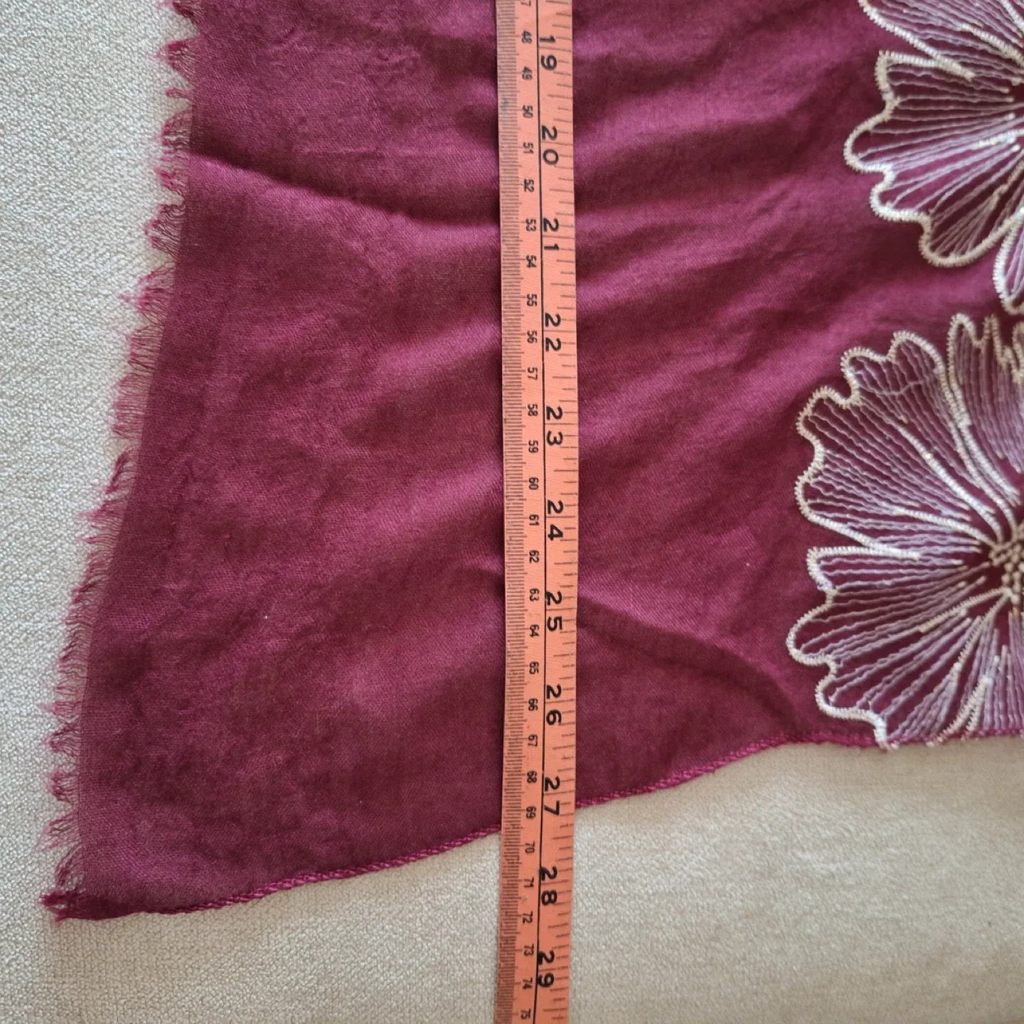 Burgundy Floral Embroidered Scarf image indicator(6)
