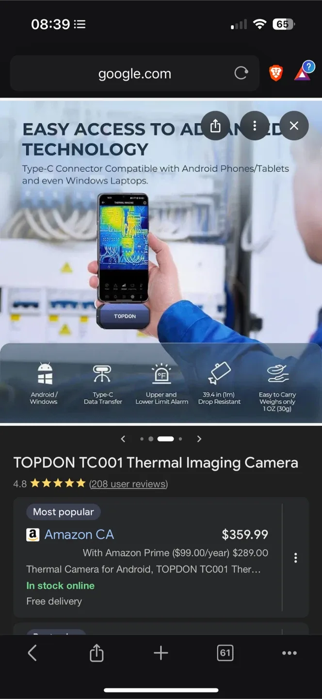 *New* $407 Thermal Imaging Camera TOPDON TC001 image indicator(2)