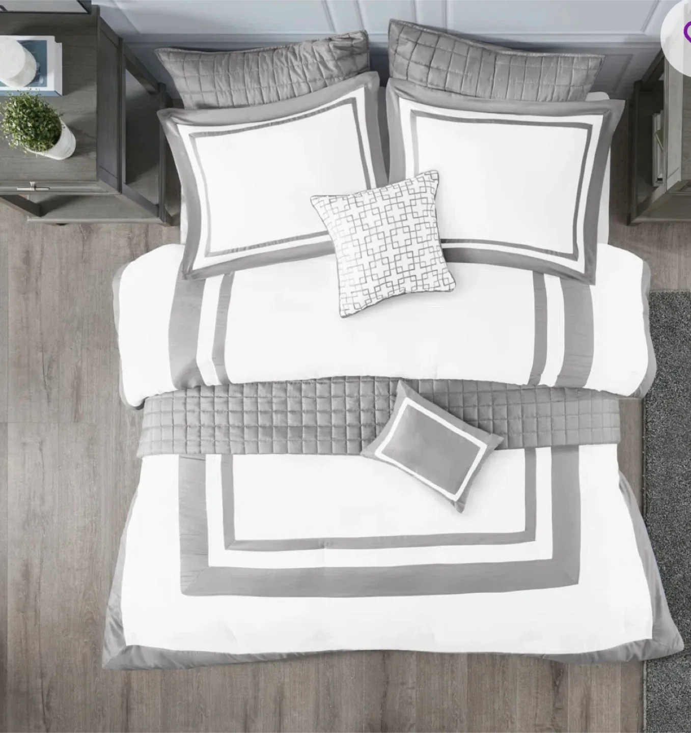 Elegant Grey & White Bedding Set