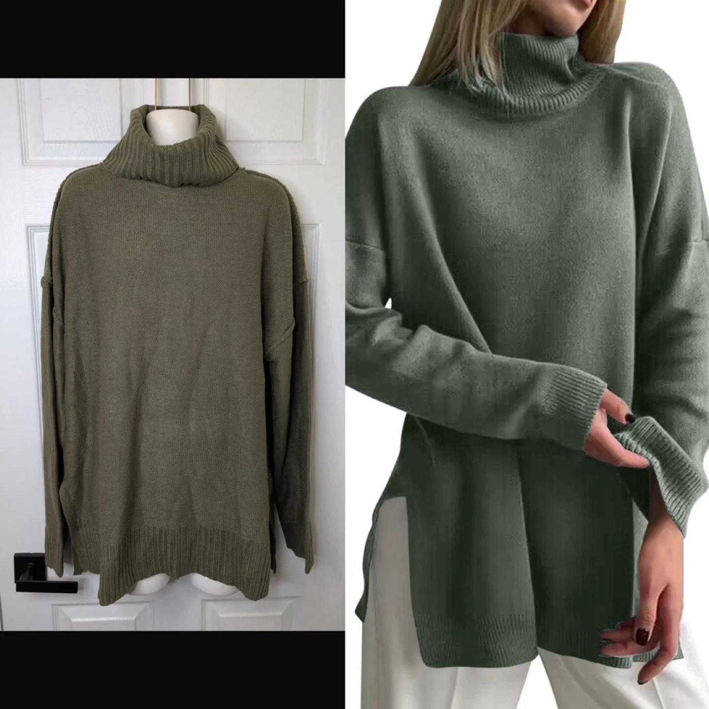 NEW! Merokeety Olive Green Turtleneck Sweater - XL