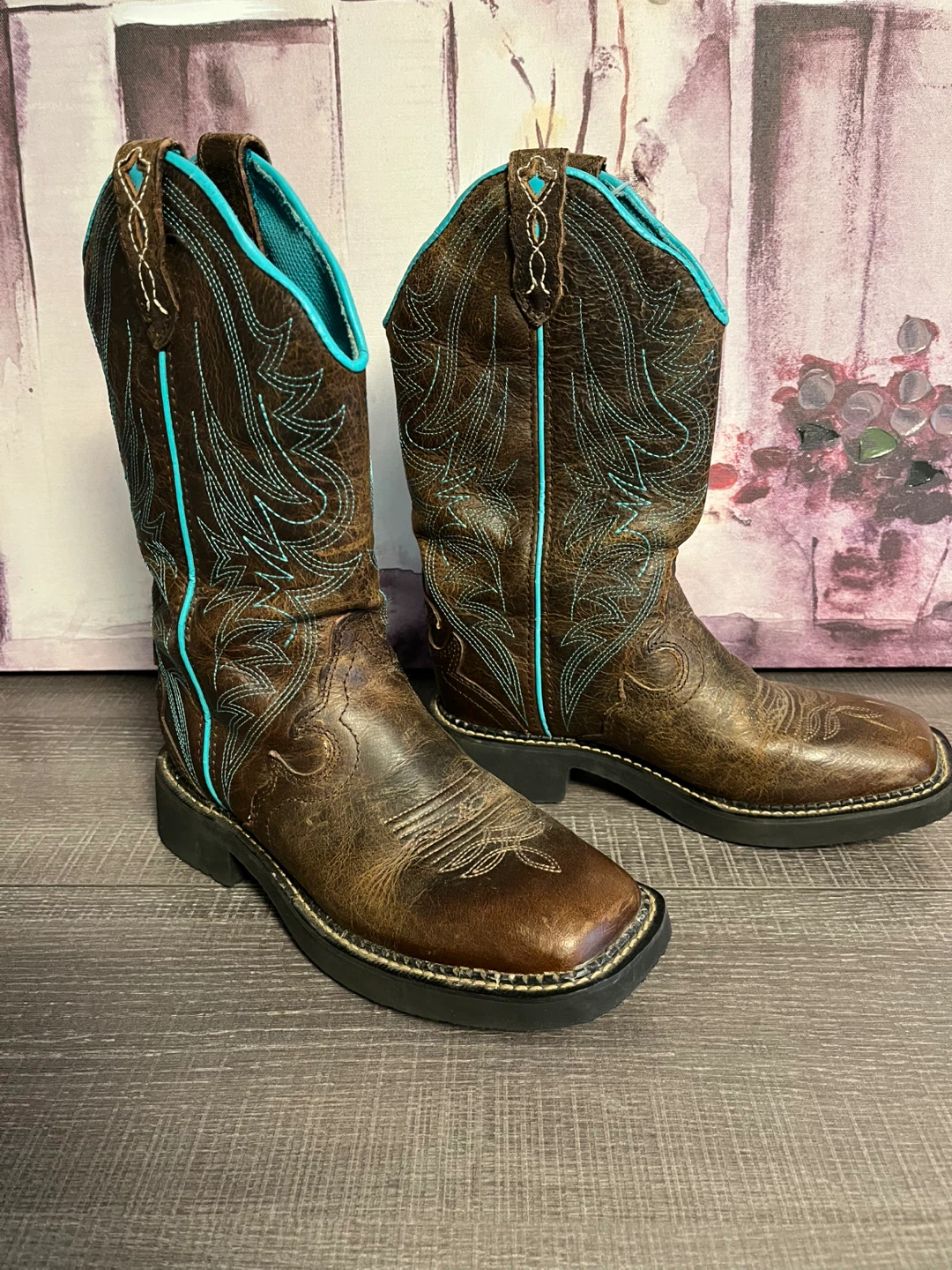 Justin Gypsy Brown Leather Western Boots - Size 6 - photo 2