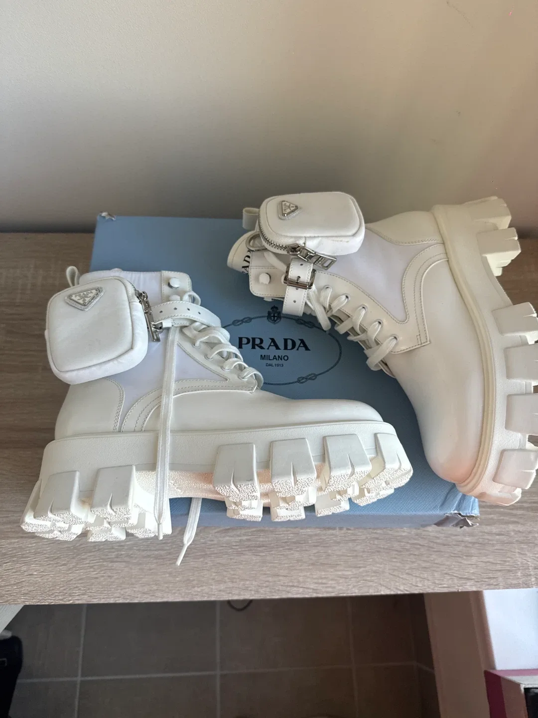 1:2 Prada White Boots with Pouch size 8.5-9 image indicator(4)