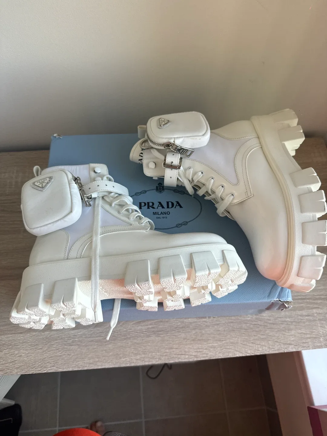 1:2 Prada White Boots with Pouch size 8.5-9 image indicator(3)
