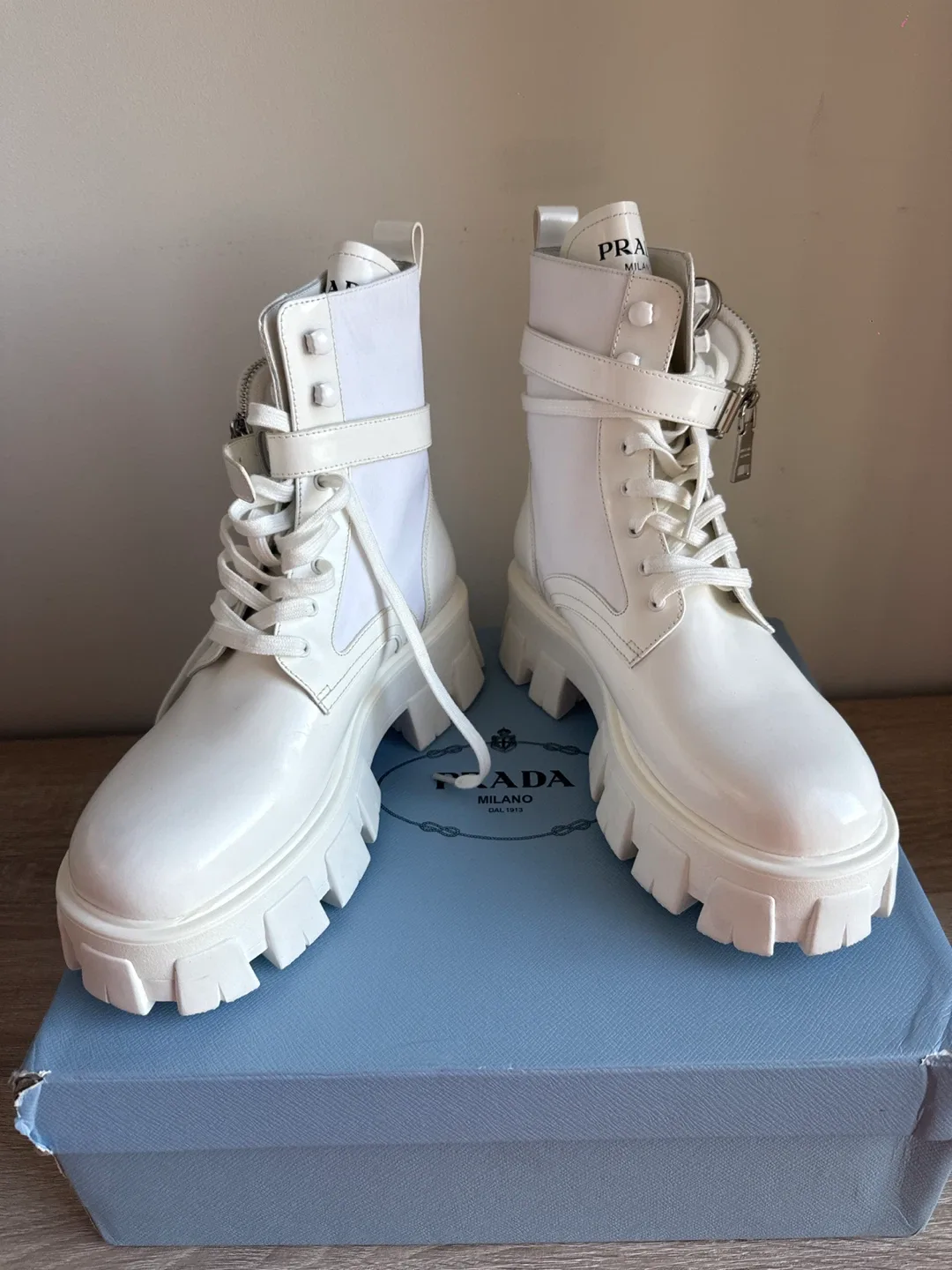 1:2 Prada White Boots with Pouch size 8.5-9 image indicator(2)