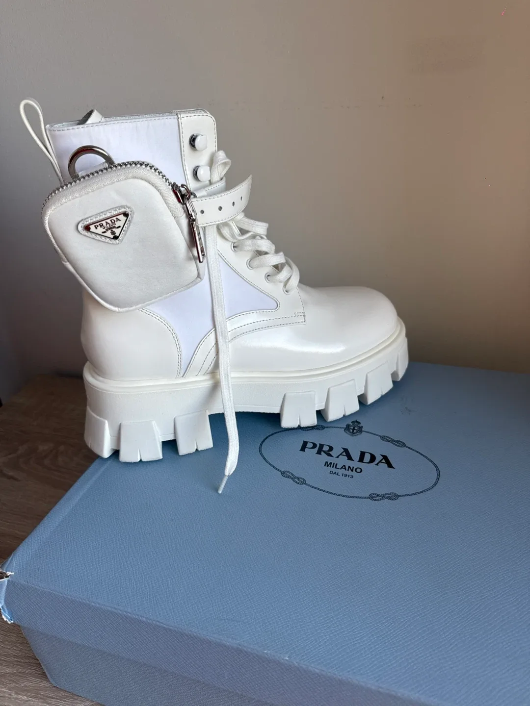 1:2 Prada White Boots with Pouch size 8.5-9 image indicator(5)