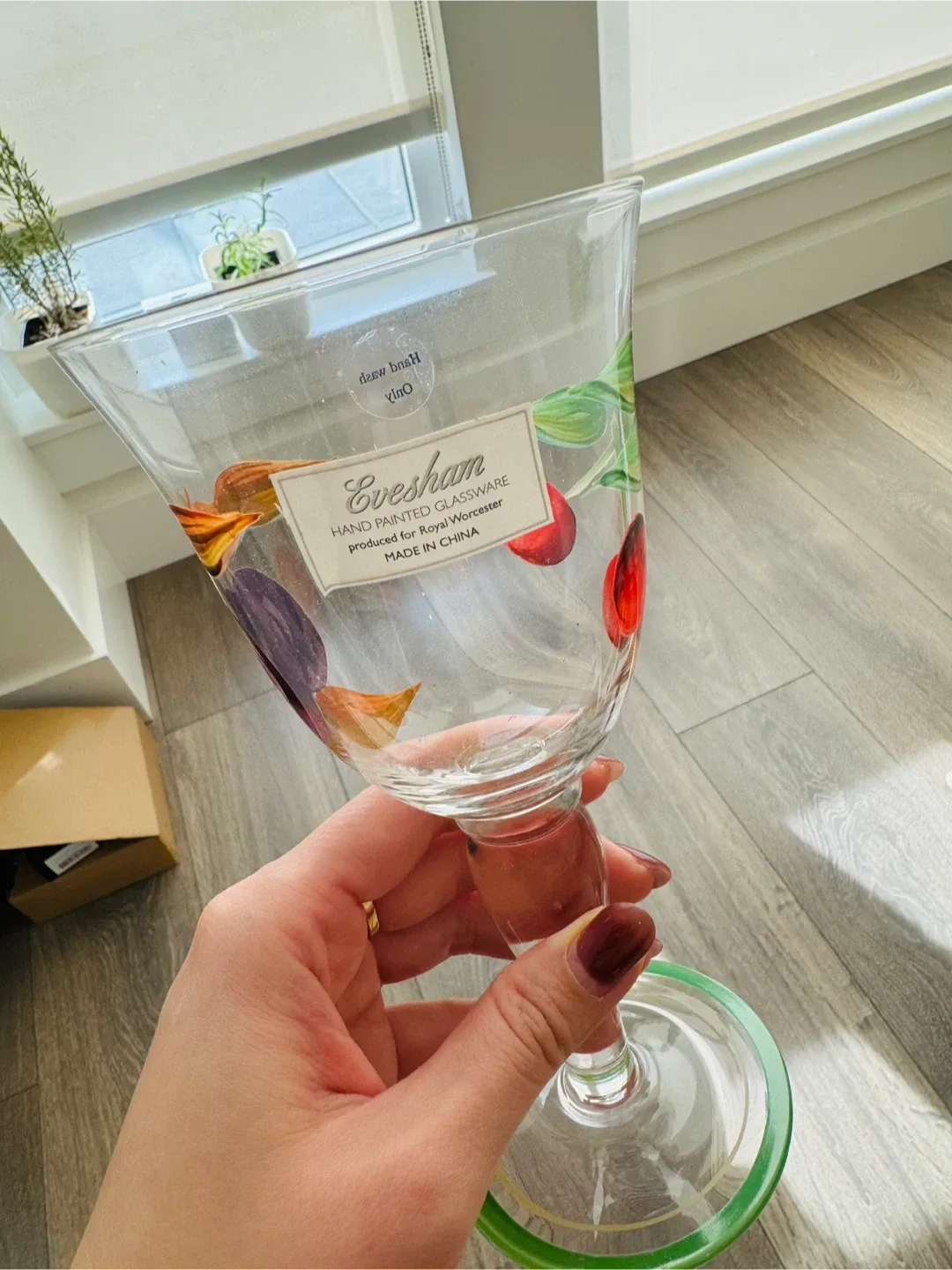 Evesham Royal Worcester Hand Painted Glassware- set of 4