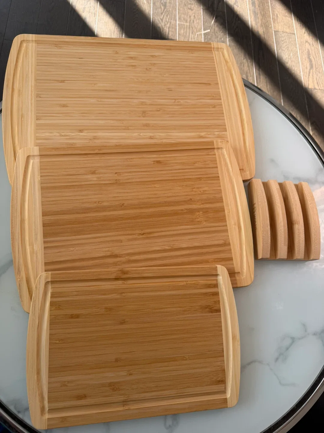 Bamboo Cutting Board Set with Stand
