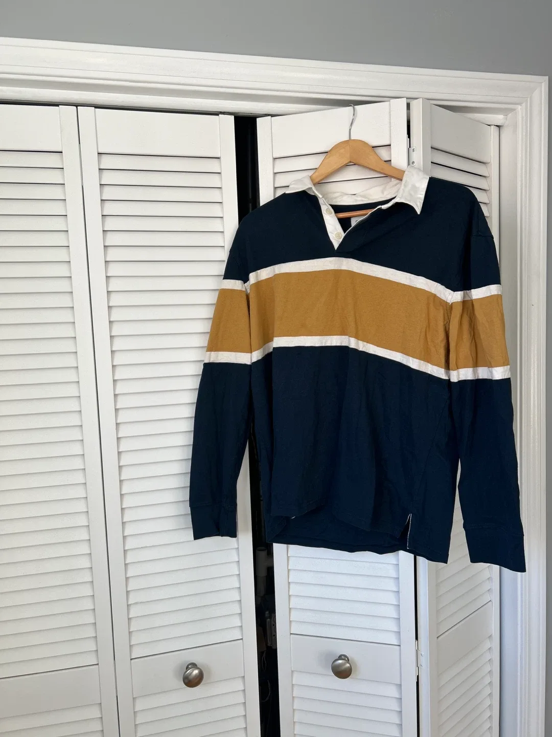 Men's Rugby Shirt - Navy, Gold, White