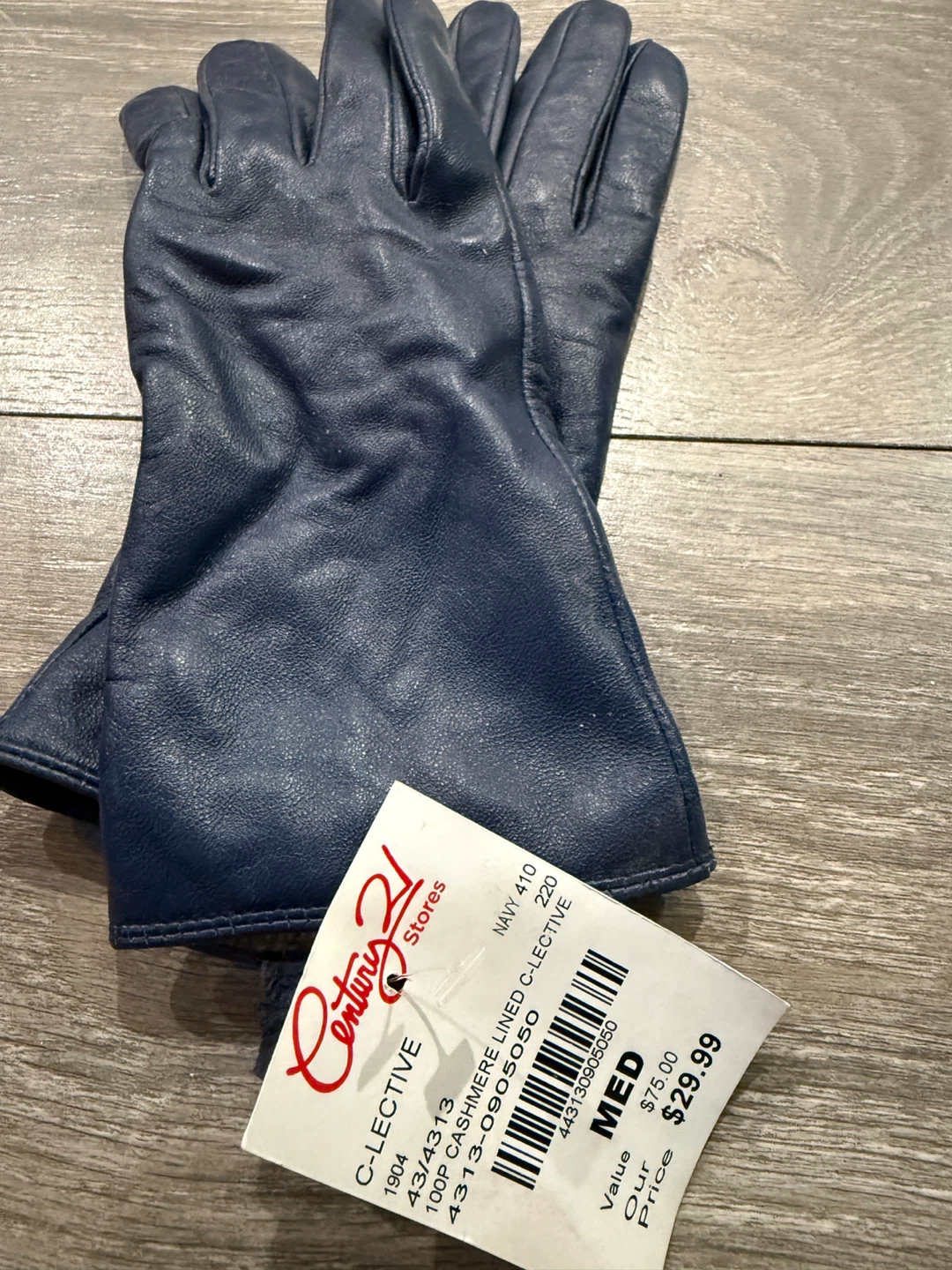 Century 21 Leather/Cashmere Gloves - Size M - photo 2
